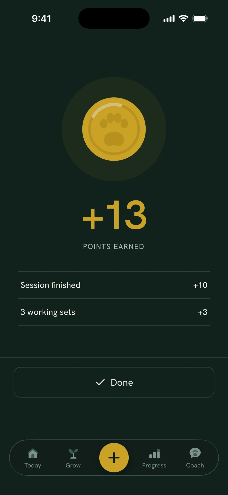 Points earned at the end of a RecompX workout